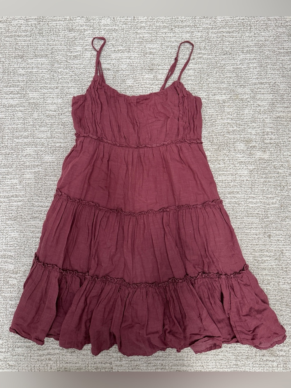 Lucky Brand Tiered Spaghetti-Strap Dress - Burgundy